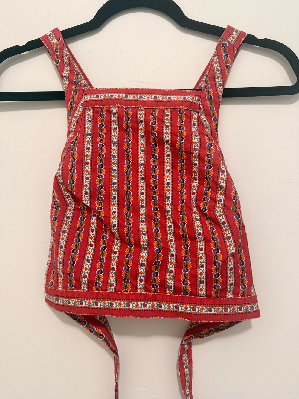 Urban Outfitters S Red UO Brooke Cropped Apron Top - open cross back, boho
